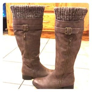 Brown knee high boots